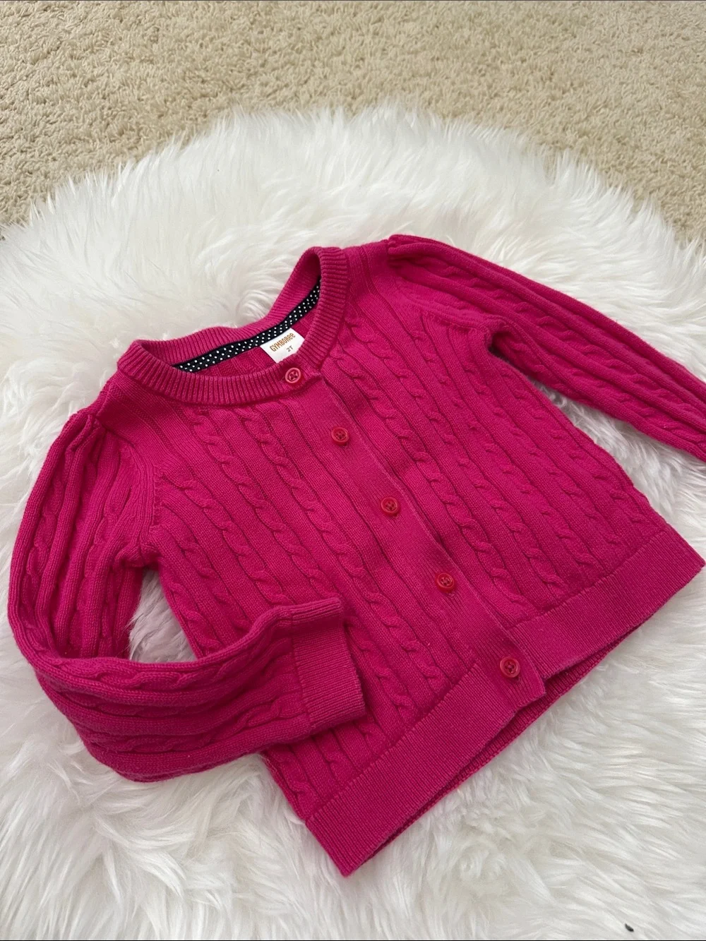 Gymboree Bright Pink Cable Knit Cardigan